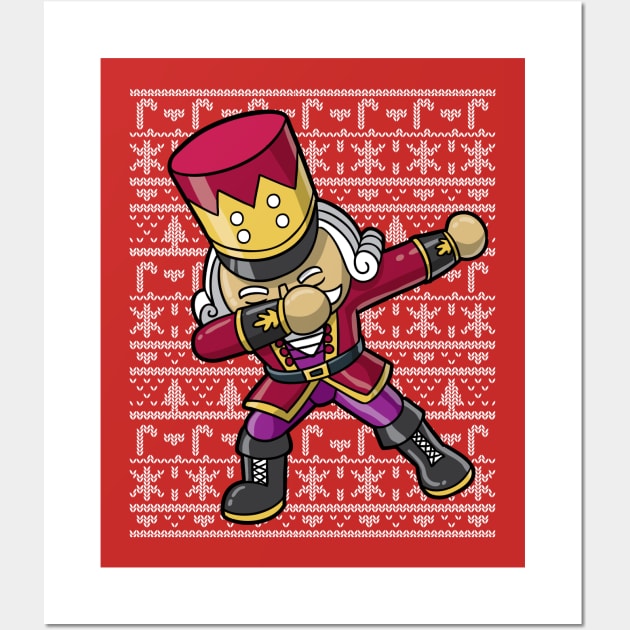 Dabbing Nutcracker Ugly Christmas Shirt Wall Art by E